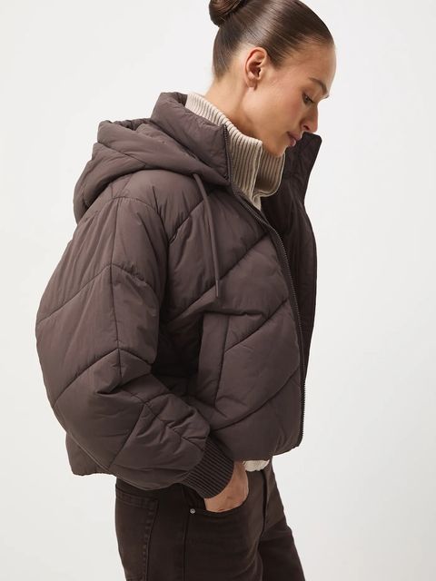 Medicine kurtka damska kolor brązowy zimowa oversize