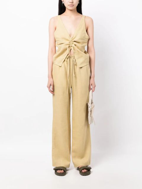 Nanushka linen drawstring top - Green