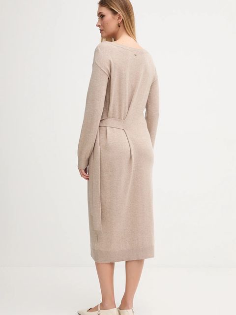 Gaudi sukienka kolor beżowy maxi prosta 521FD13001