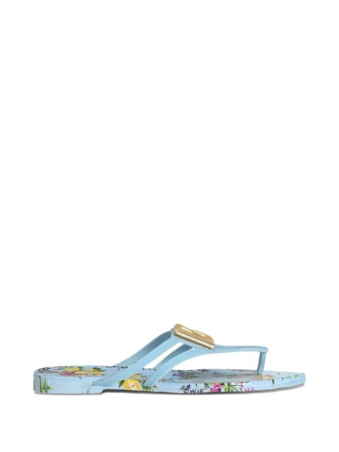 Dolce & Gabbana logo floral print flip-flops - Blue - zdjęcie produktu nr 1
