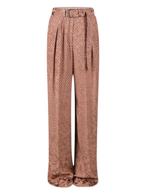 DRIES VAN NOTEN belted jacquard trousers - Orange - zdjęcie produktu nr 1