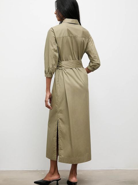 Answear.LAB sukienka bawełniana kolor zielony maxi prosta