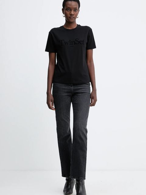 Twinset t-shirt bawełniany damski kolor czarny 252TT2320