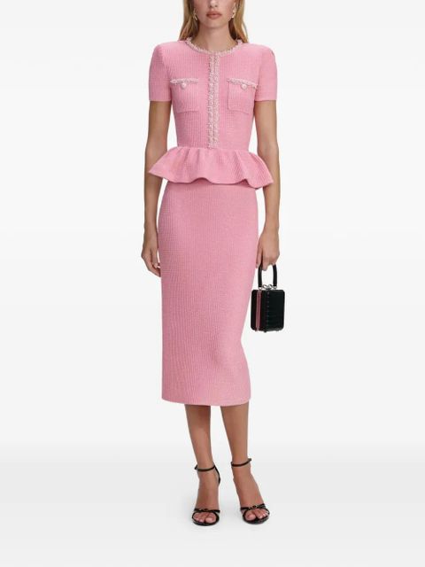 Self-Portrait beaded-embellishment midi dress - Pink - zdjęcie produktu nr 1