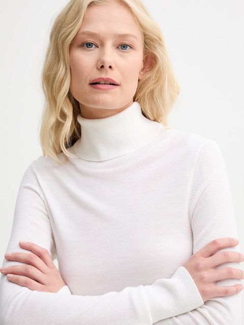 AERON sweter wełniany damski kolor beżowy lekki z golfem CRTO545528