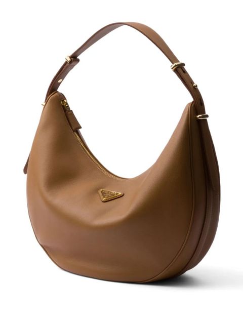 Prada large Arqué leather shoulder bag - Brown