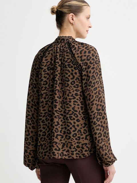 Guess bluzka NEW JOSETTE damska kolor brązowy wzorzysta W5BH74 WGLA2