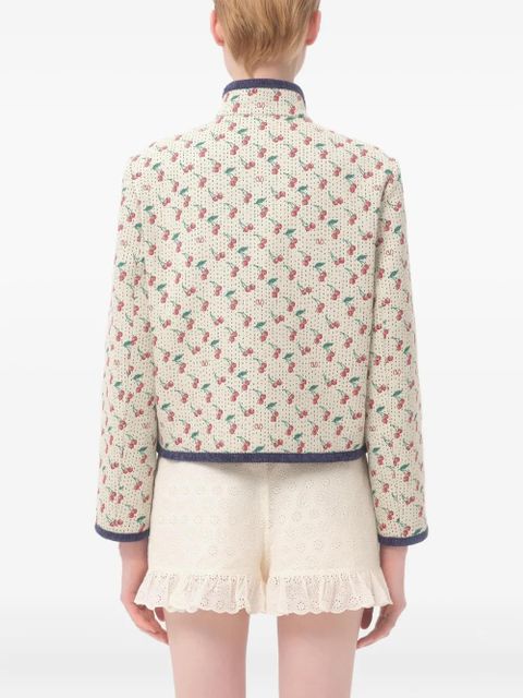 Valentino Garavani Cherrific-jacquard padded caban jacket - Neutrals