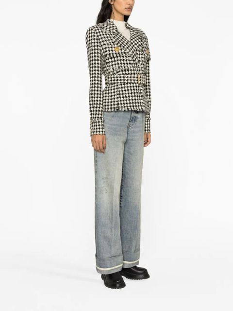 Balmain houndstooth tweed belted jacket - Neutrals