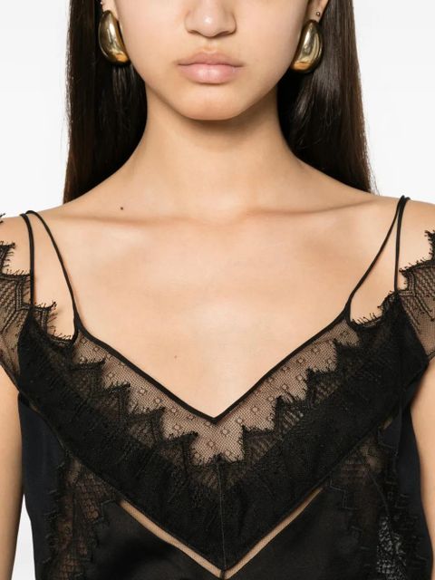 TOM FORD lace-trim satin top - Black