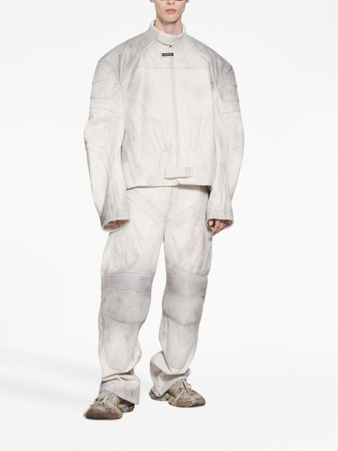 Balenciaga zip-up leather coat - White