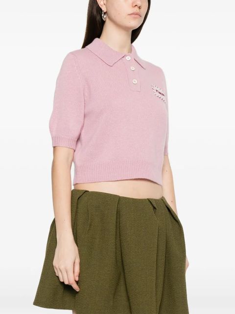Marni logo-patch polo top - Pink