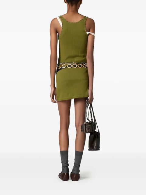 Miu Miu lace-trimmed ribbed-knit top - Green - zdjęcie produktu nr 2