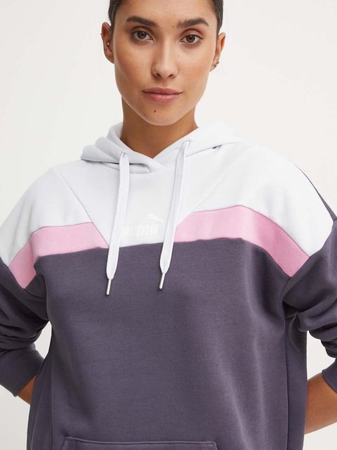 Puma bluza damska kolor fioletowy z kapturem wzorzysta 681647