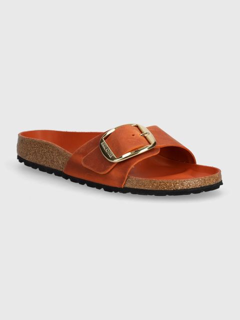 Birkenstock klapki na płaskim obcasie damskie nubukowe - zdjęcie produktu nr 1