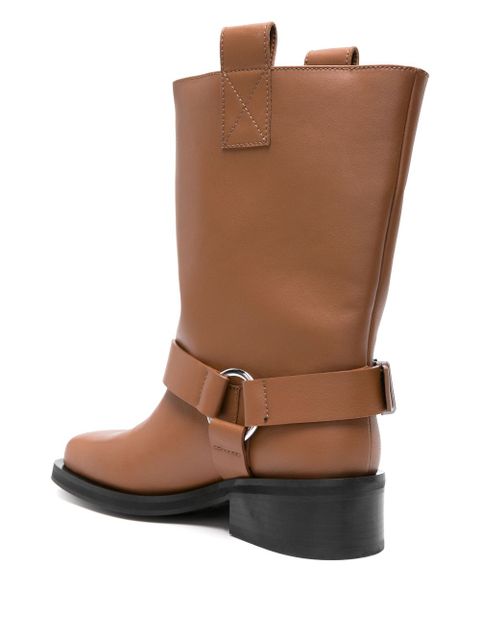 GANNI 50mm biker boots - Brown