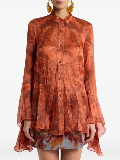 ETRO pleated floral-print shirt - Red