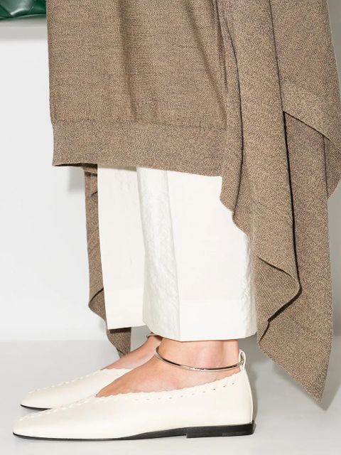 Jil Sander square toe stitch detail ballerina shoes - Neutrals