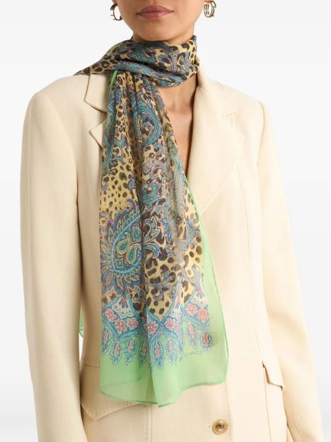 ETRO paisley animal-motif silk scarf - Neutrals