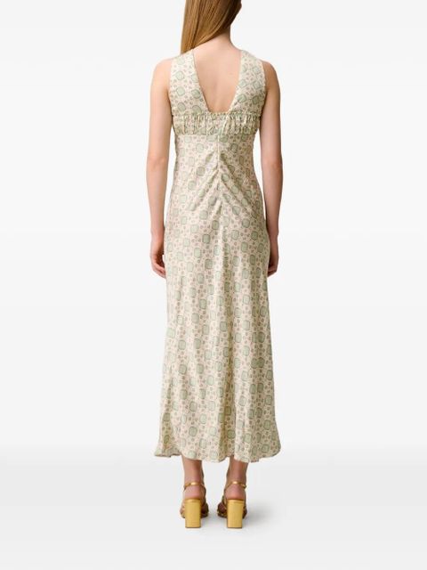 Claudie Pierlot printed drawstring-detail dress - Neutrals