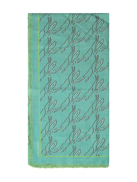 Longchamp fringed horse-motif scarf - Green - zdjęcie produktu nr 1