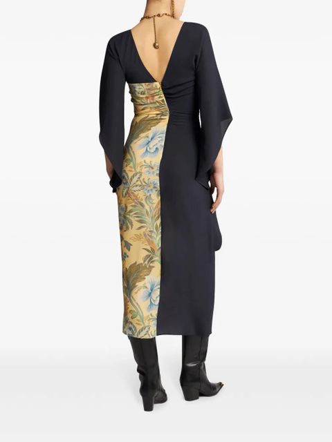 ETRO floral-print ruffle-detail dress - Black