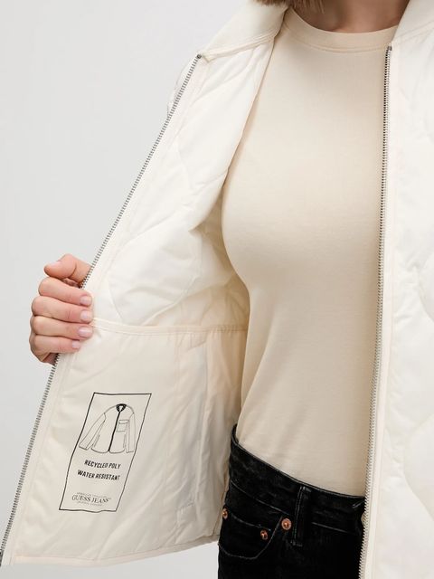 Guess Jeans kurtka kolor biały przejściowa oversize W5YL26 WHG02