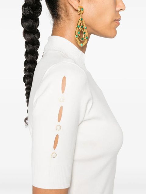 TWINSET cut-out stud-detail sweater - White