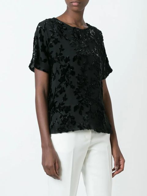 ETRO velvet appliqué detail blouse - Black