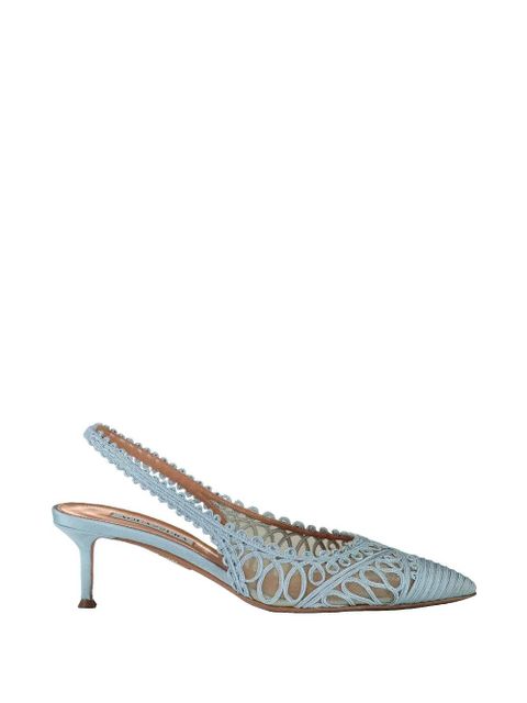Aquazzura Kahlo crochet-knit slingback pumps - Blue - zdjęcie produktu nr 1