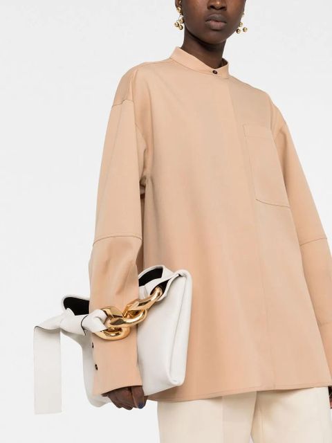 Jil Sander collarless button-front shirt - Brown