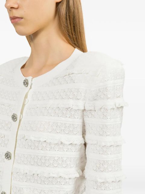 Self-Portrait tweed cardigan - White