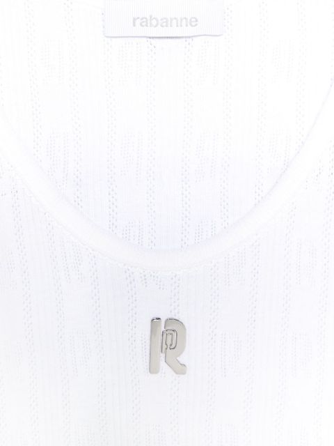Rabanne logo-plaque tank top - White