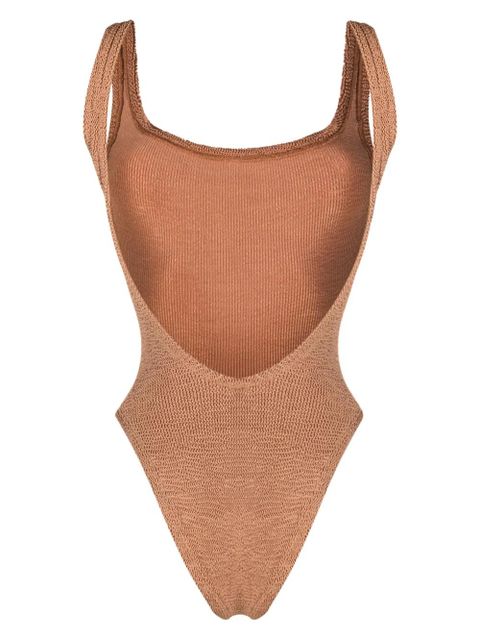 Hunza G open-back crinkled-finish swimsuit - Brown - zdjęcie produktu nr 2