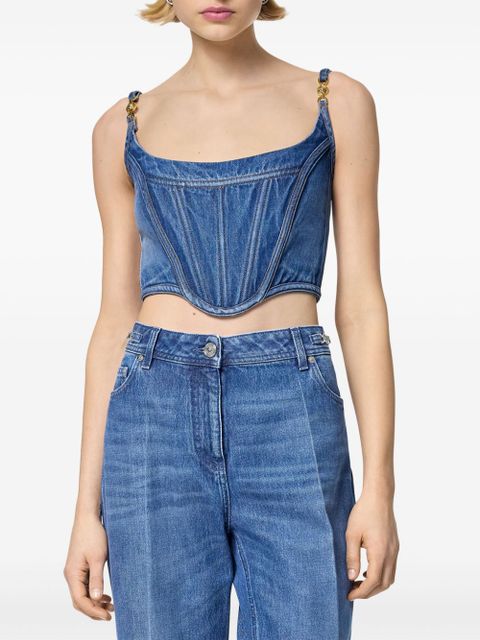 Versace Medusa '95 denim corset top - Blue