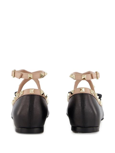 Valentino Garavani Rockstud leather ballerina shoes - Black