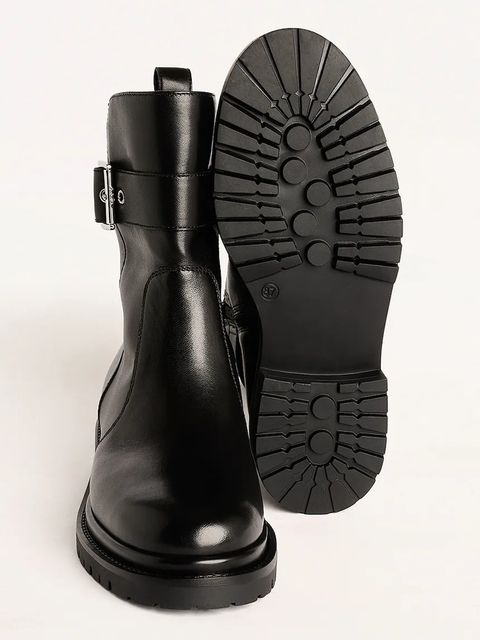 Karl Lagerfeld botki skórzane BINKY damskie kolor czarny na płaskim obcasie KL47575