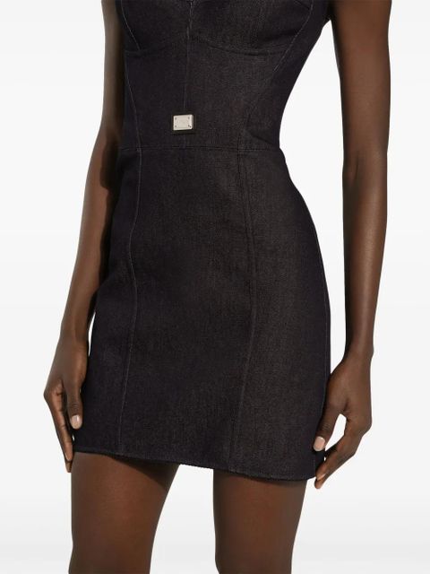 Dolce & Gabbana logo-plaque bustier dress - Black