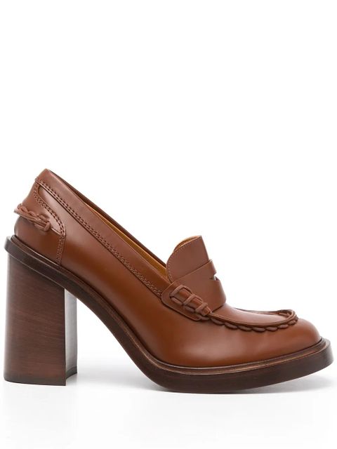 Tod's almond-toe block-heel loafers - Brown - zdjęcie produktu nr 1