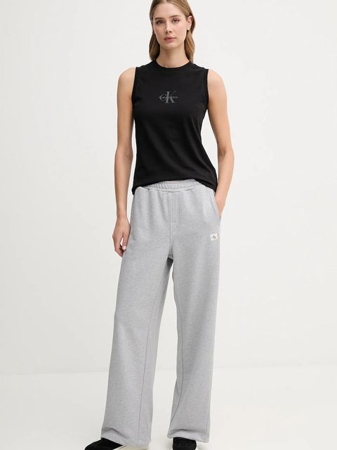 Calvin Klein Jeans spodnie dresowe damskie kolor szary gładkie LV047C249G