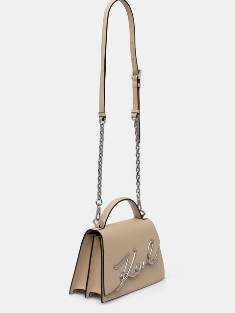 Karl Lagerfeld torebka skórzana K/SIGNATURE kolor beżowy A1W30036