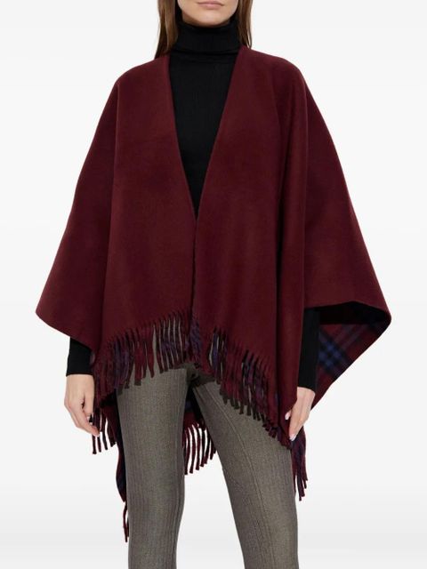 Burberry reversible fringed cape - Red
