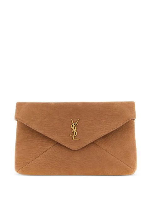Saint Laurent Cassandre logo-plaque clutch bag - Neutrals - zdjęcie produktu nr 1