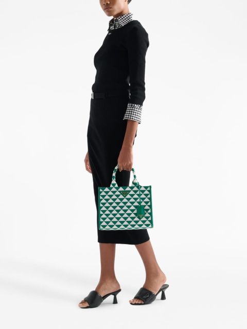 Prada small Symbole embroidered tote bag - Green - zdjęcie produktu nr 2