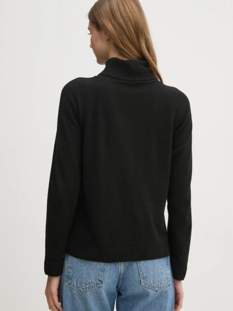 United Colors of Benetton sweter z domieszką wełny damski kolor czarny lekki z golfem 1035D2551