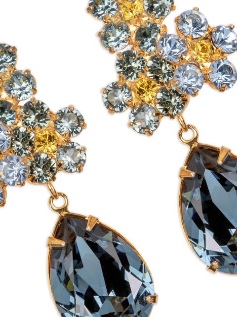 Jennifer Behr Lauretta crystal-flower pear-drop earrings - Gold
