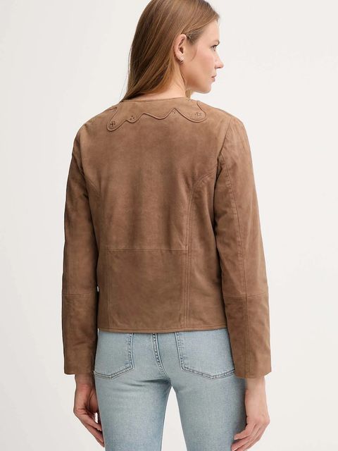 Hoss Intropia kurtka zamszowa kolor brązowy przejściowa 5432681 - zdjęcie produktu nr 2