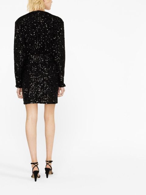 ROTATE BIRGER CHRISTENSEN sequin-embellished wrap minidress - Black