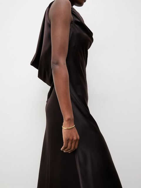 Answear.LAB sukienka kolor brązowy midi rozkloszowana - zdjęcie produktu nr 2