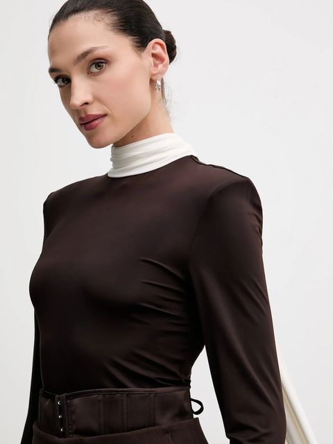 Rotate bluzka damska kolor brązowy gładka 1149673065